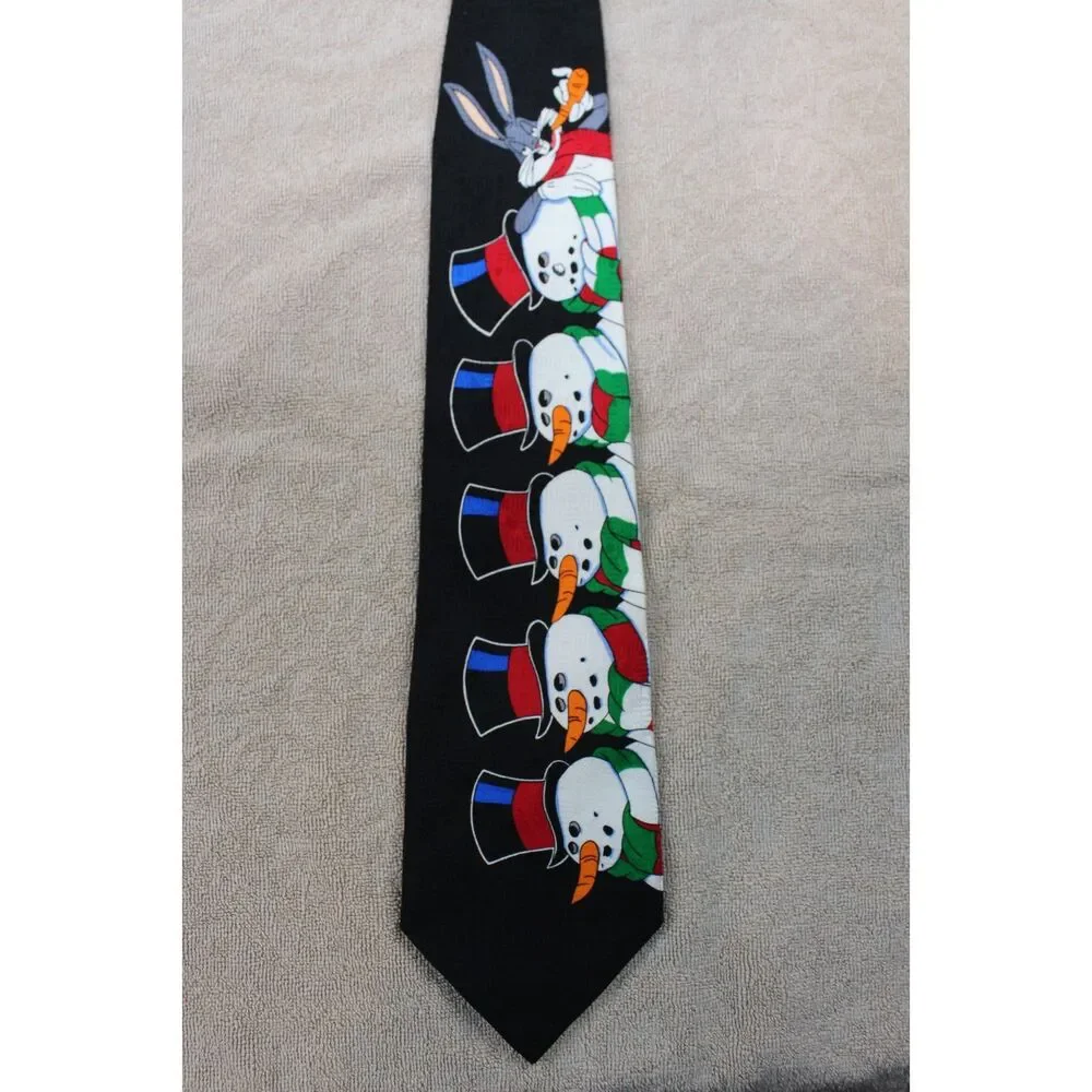 Looney Tunes Mania Bugs Bunny & Snowmen Men’s Novelty Silk Necktie